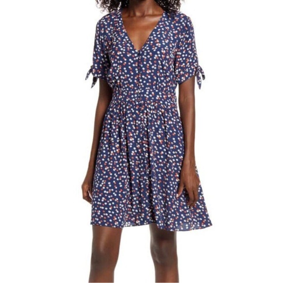 NWT Madewell Button-Front Tie-Sleeve Retro Dress Size 4 - Picture 1 of 9